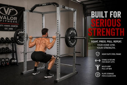 BD-11 Heavy Duty Power Rack/Squat Rack W/Chrome Pull up Bar and Power Cage Bundle Optins for a Complete Weightlifting Home Gym (BD-11 Power Rack)